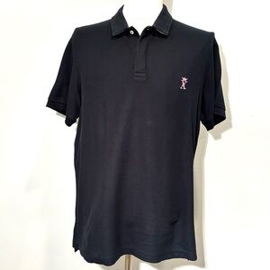 Vicomte A Classic Black Shirt with Pink Emblem